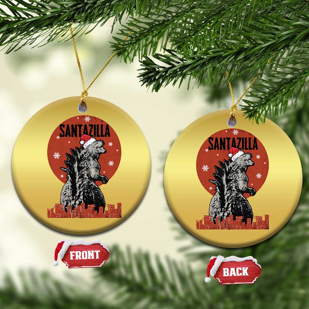 Funny Xmas Santa Godzilla Christmas Ornament Santazilla Japanese Monster - Wonder Print Shop