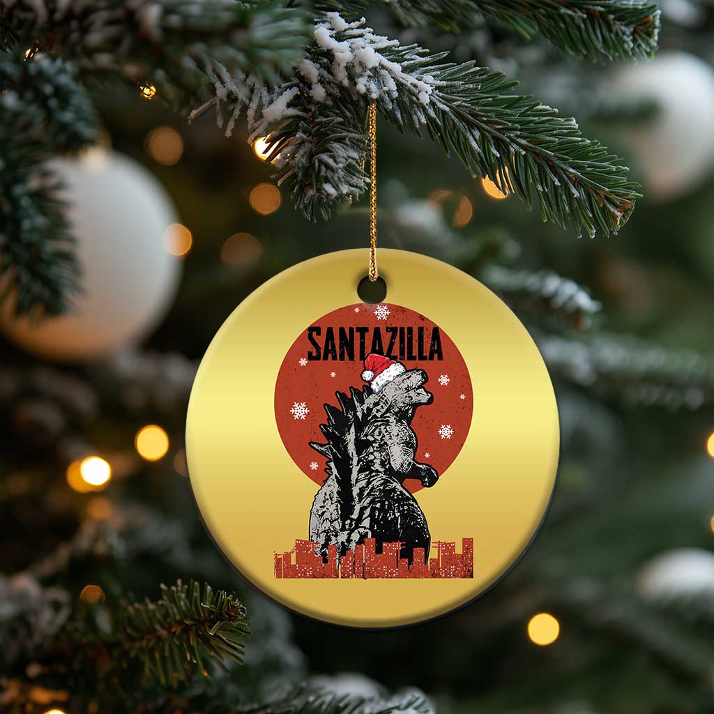Funny Xmas Santa Godzilla Christmas Ornament Santazilla Japanese Monster - Wonder Print Shop