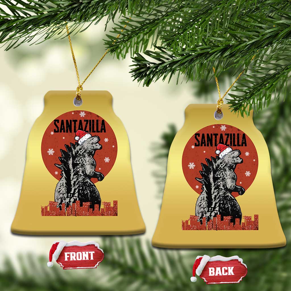 Funny Xmas Santa Godzilla Christmas Ornament Santazilla Japanese Monster - Wonder Print Shop