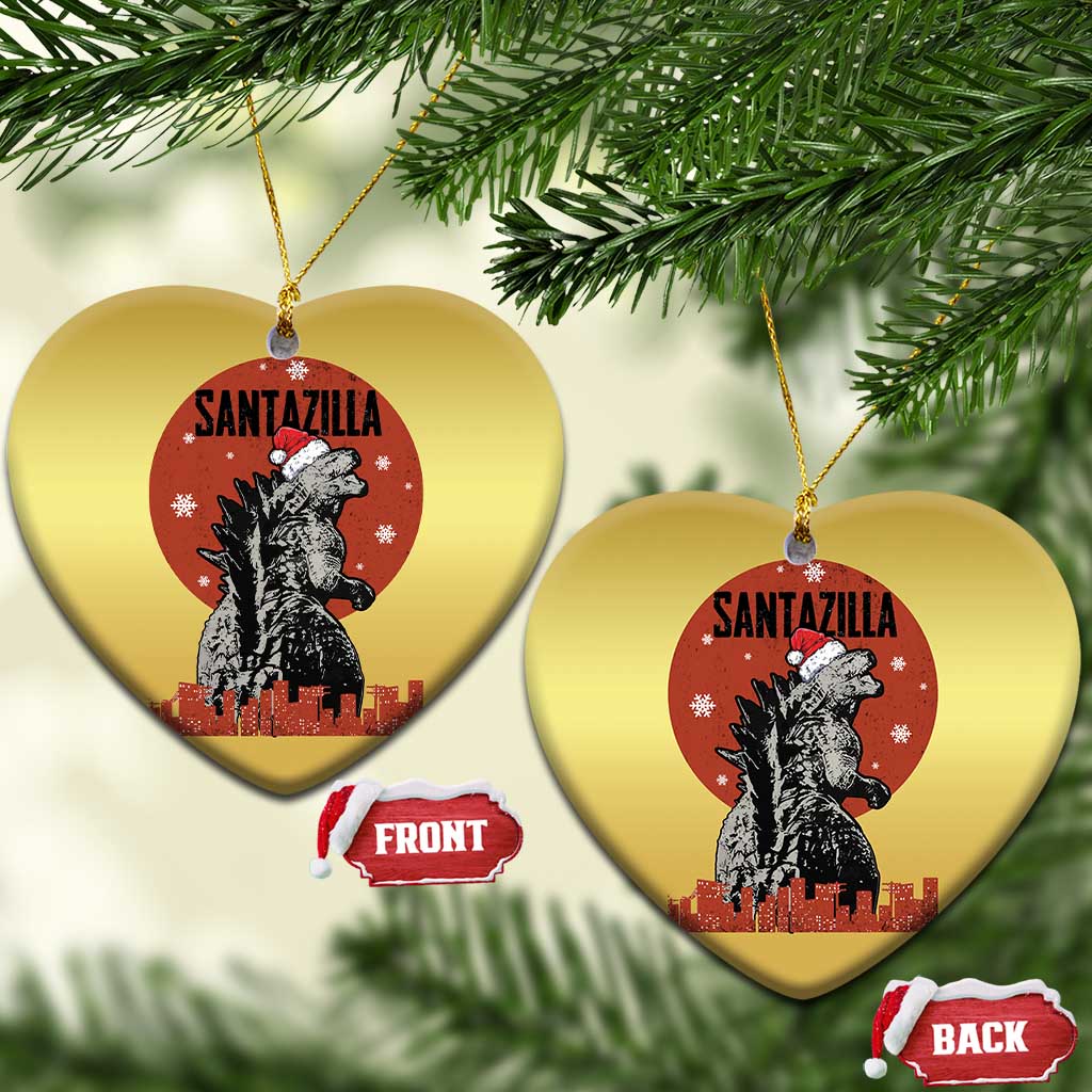 Funny Xmas Santa Godzilla Christmas Ornament Santazilla Japanese Monster - Wonder Print Shop