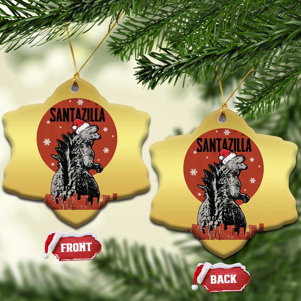 Funny Xmas Santa Godzilla Christmas Ornament Santazilla Japanese Monster - Wonder Print Shop