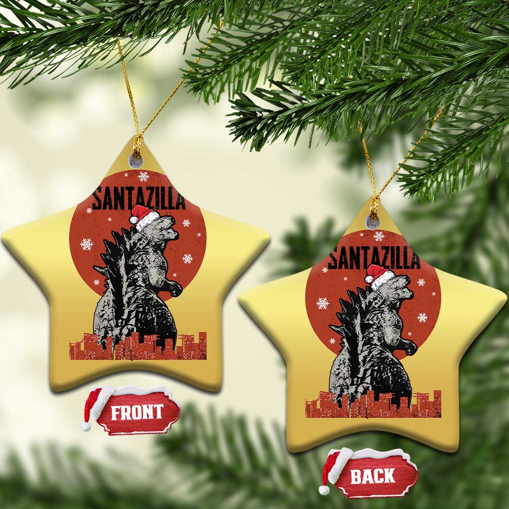 Funny Xmas Santa Godzilla Christmas Ornament Santazilla Japanese Monster - Wonder Print Shop
