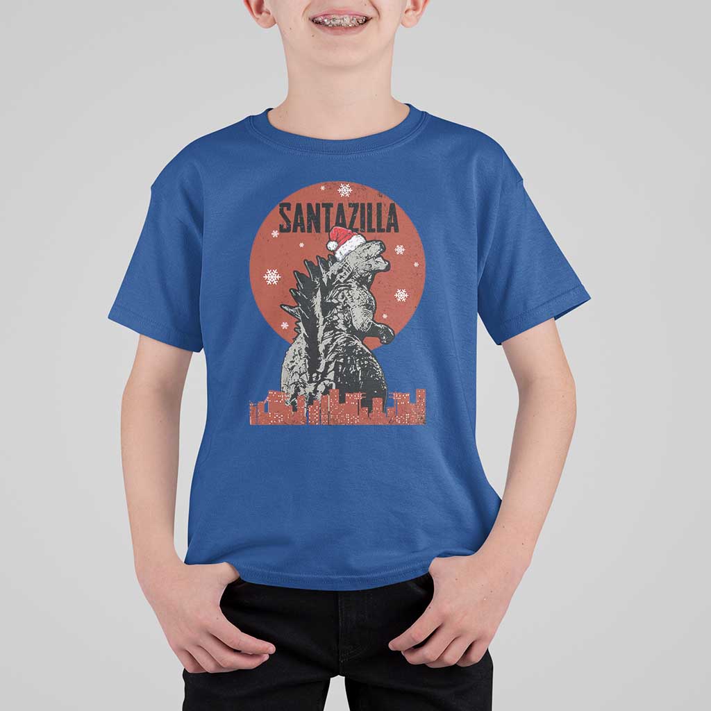 Funny Christmas Santa Godzilla T Shirt For Kid Santazilla Japanese Monster - Wonder Print Shop