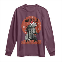 Funny Christmas Santa Godzilla Long Sleeve Shirt Santazilla Japanese Monster