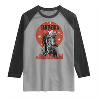Funny Christmas Santa Godzilla Raglan Shirt Santazilla Japanese Monster - Wonder Print Shop