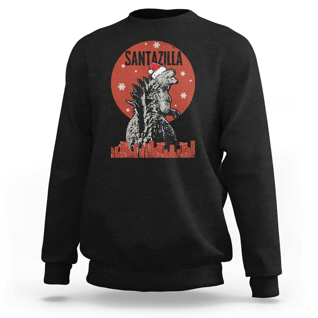 Funny Christmas Santa Godzilla Sweatshirt Santazilla Japanese Monster - Wonder Print Shop