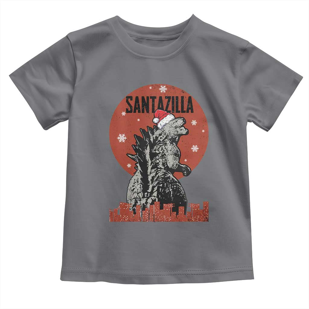 Funny Christmas Santa Godzilla Toddler T Shirt Santazilla Japanese Monster