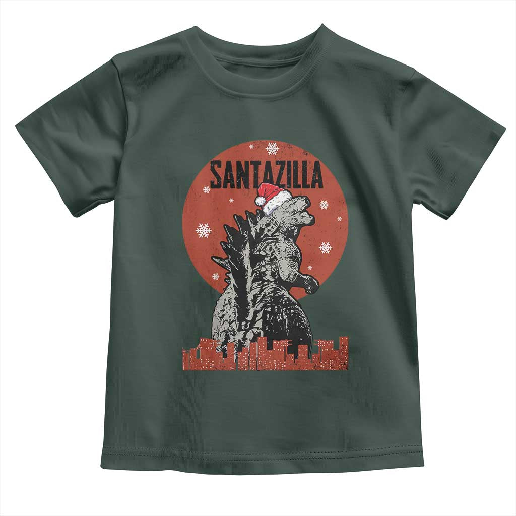 Funny Christmas Santa Godzilla Toddler T Shirt Santazilla Japanese Monster