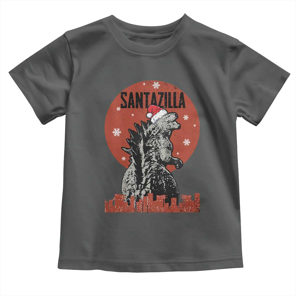 Funny Christmas Santa Godzilla Toddler T Shirt Santazilla Japanese Monster