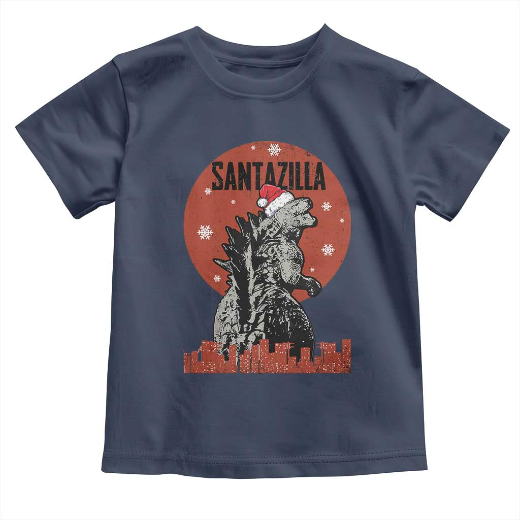Funny Christmas Santa Godzilla Toddler T Shirt Santazilla Japanese Monster