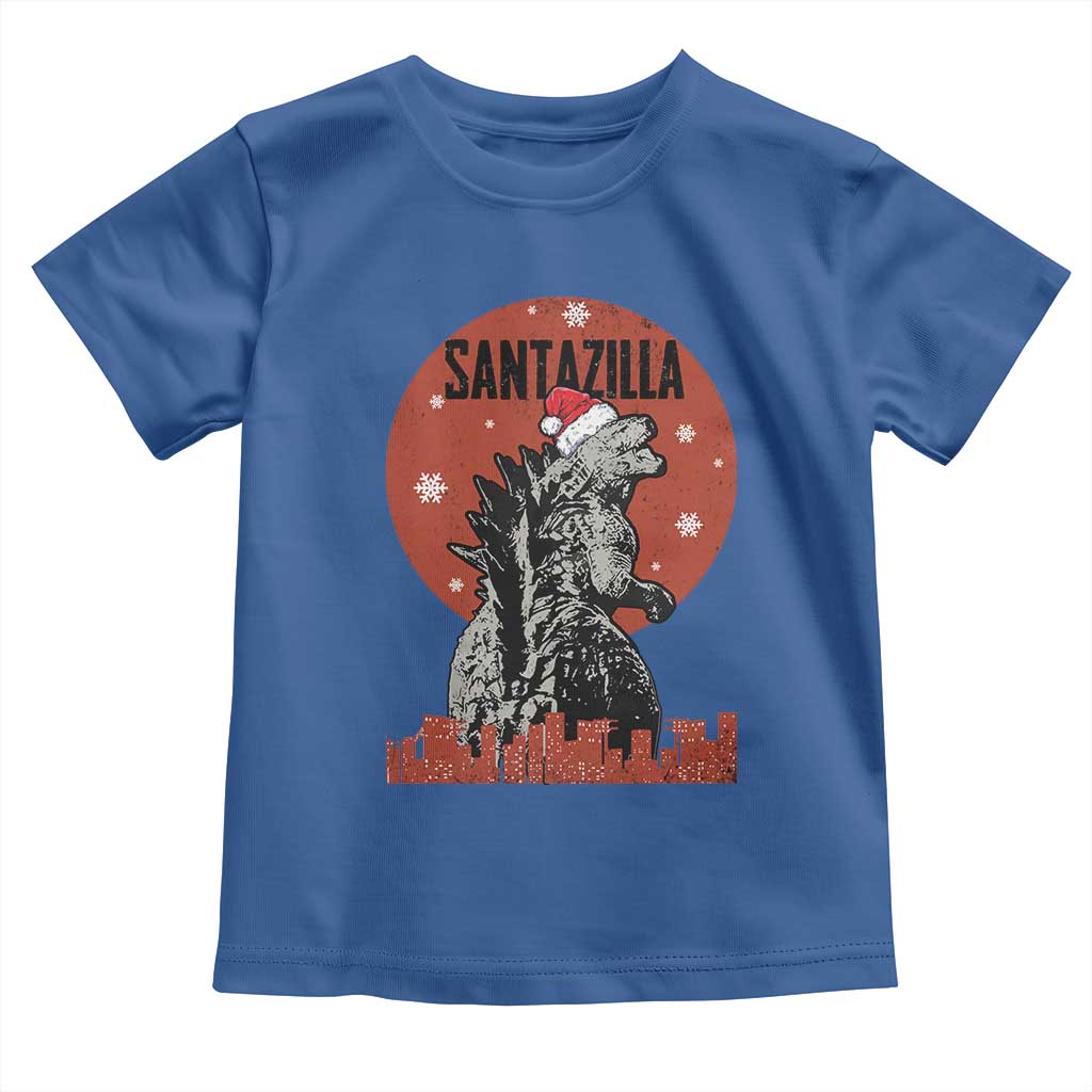 Funny Christmas Santa Godzilla Toddler T Shirt Santazilla Japanese Monster
