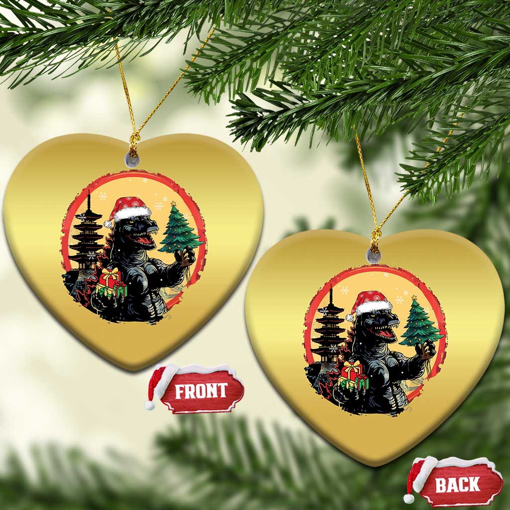 Funny Xmas Santa Godzilla Japanese Monster Christmas Ornament - Wonder Print Shop