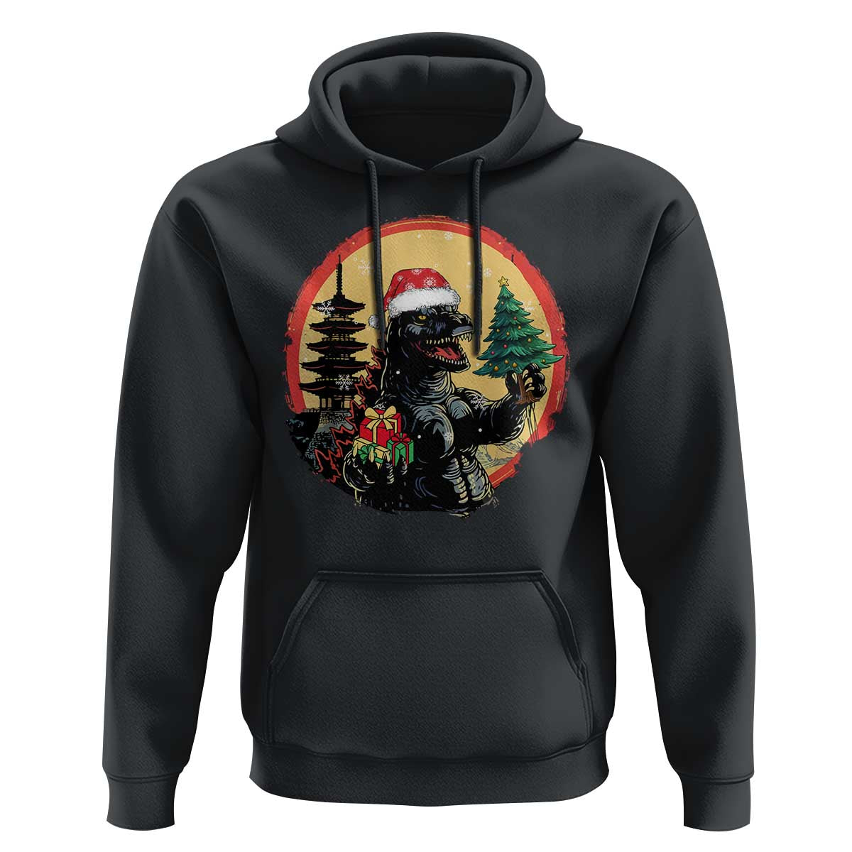Funny Christmas Santa Godzilla Japanese Monster Hoodie