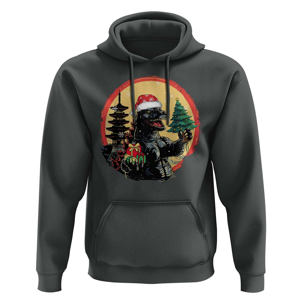 Funny Christmas Santa Godzilla Japanese Monster Hoodie