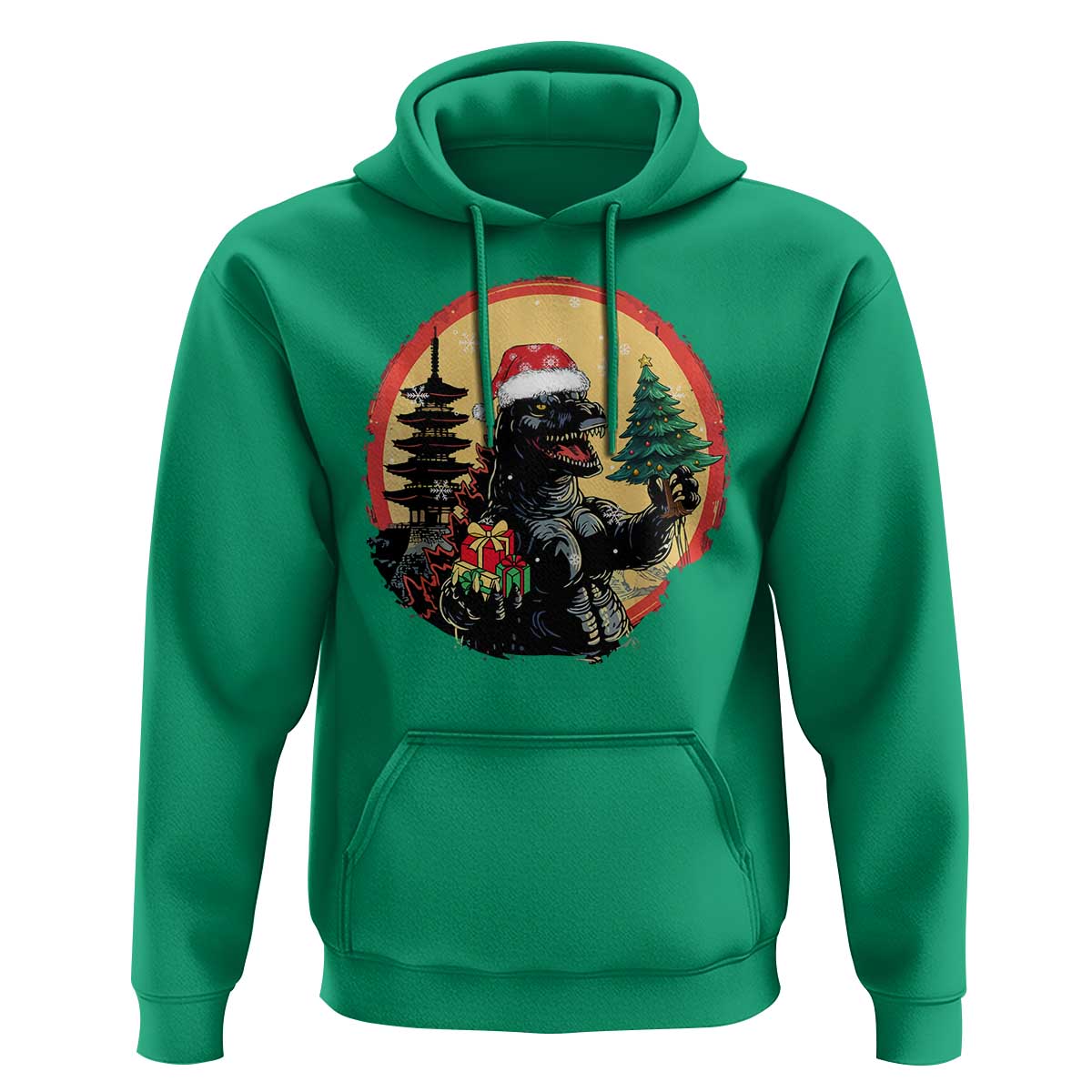 Funny Christmas Santa Godzilla Japanese Monster Hoodie