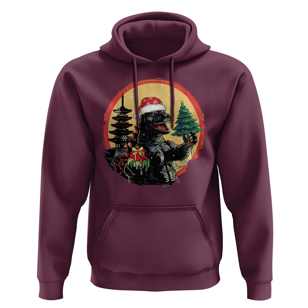 Funny Christmas Santa Godzilla Japanese Monster Hoodie