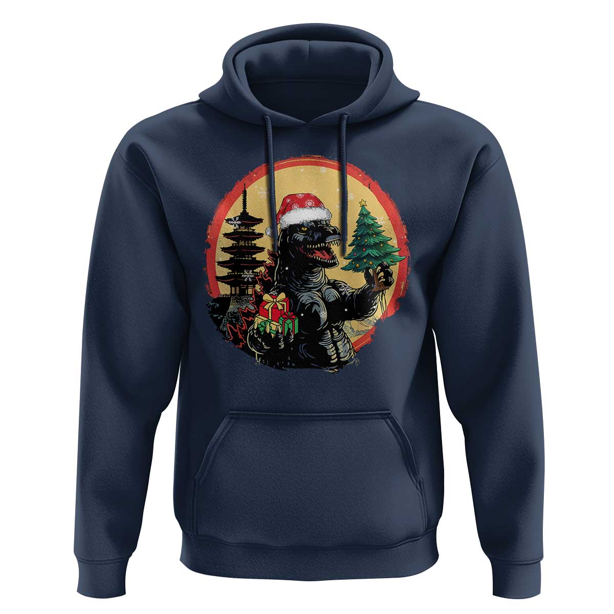 Funny Christmas Santa Godzilla Japanese Monster Hoodie