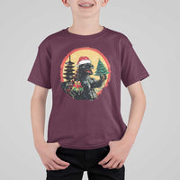 Funny Christmas Santa Godzilla Japanese Monster T Shirt For Kid - Wonder Print Shop