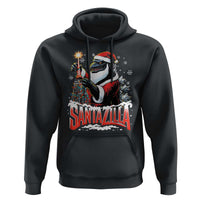 Funny Christmas Santa Godzilla Hoodie Santazilla Tower Xmas Tree