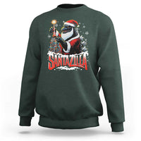 Funny Christmas Santa Godzilla Sweatshirt Santazilla Tower Xmas Tree - Wonder Print Shop