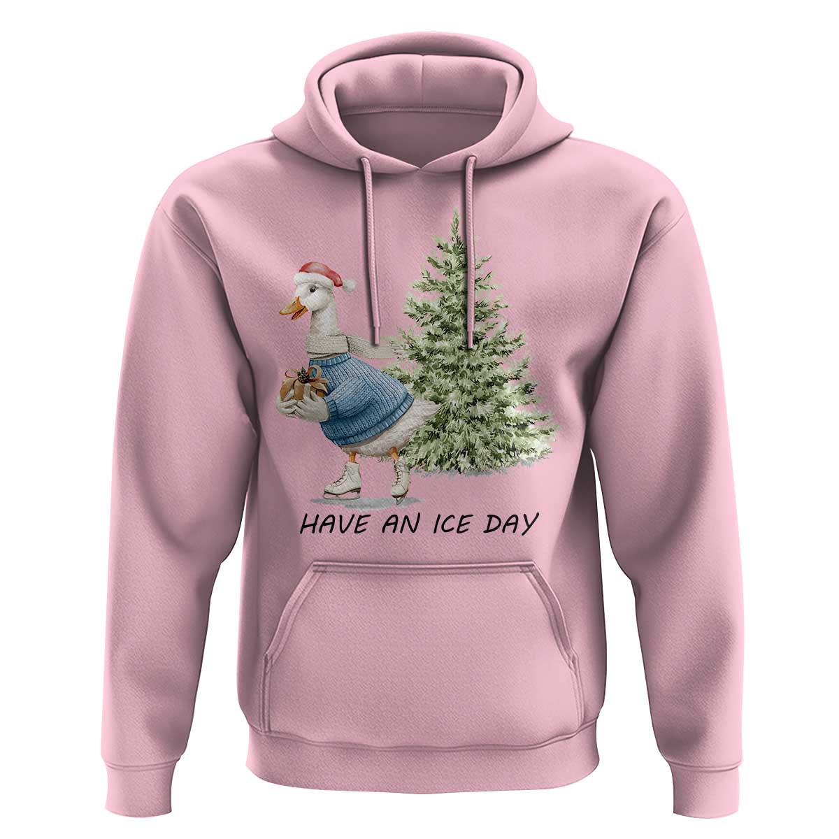 Funny Christmas Ice Skating Hoodie Have An Ice Day Goose Xmas Tree