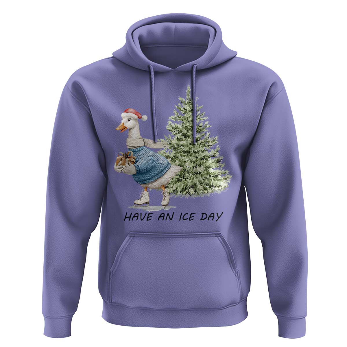 Funny Christmas Ice Skating Hoodie Have An Ice Day Goose Xmas Tree