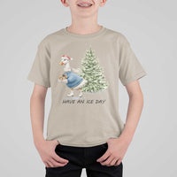 Funny Christmas Ice Skating T Shirt For Kid Have An Ice Day Goose Xmas Tree - Wonder Print Shop