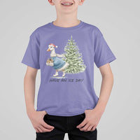 Funny Christmas Ice Skating T Shirt For Kid Have An Ice Day Goose Xmas Tree - Wonder Print Shop