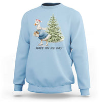 Funny Christmas Ice Skating Sweatshirt Have An Ice Day Goose Xmas Tree - Wonder Print Shop