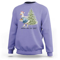 Funny Christmas Ice Skating Sweatshirt Have An Ice Day Goose Xmas Tree - Wonder Print Shop