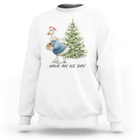 Funny Christmas Ice Skating Sweatshirt Have An Ice Day Goose Xmas Tree - Wonder Print Shop