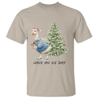 Funny Christmas Ice Skating T Shirt Have An Ice Day Goose Xmas Tree - Wonder Print Shop