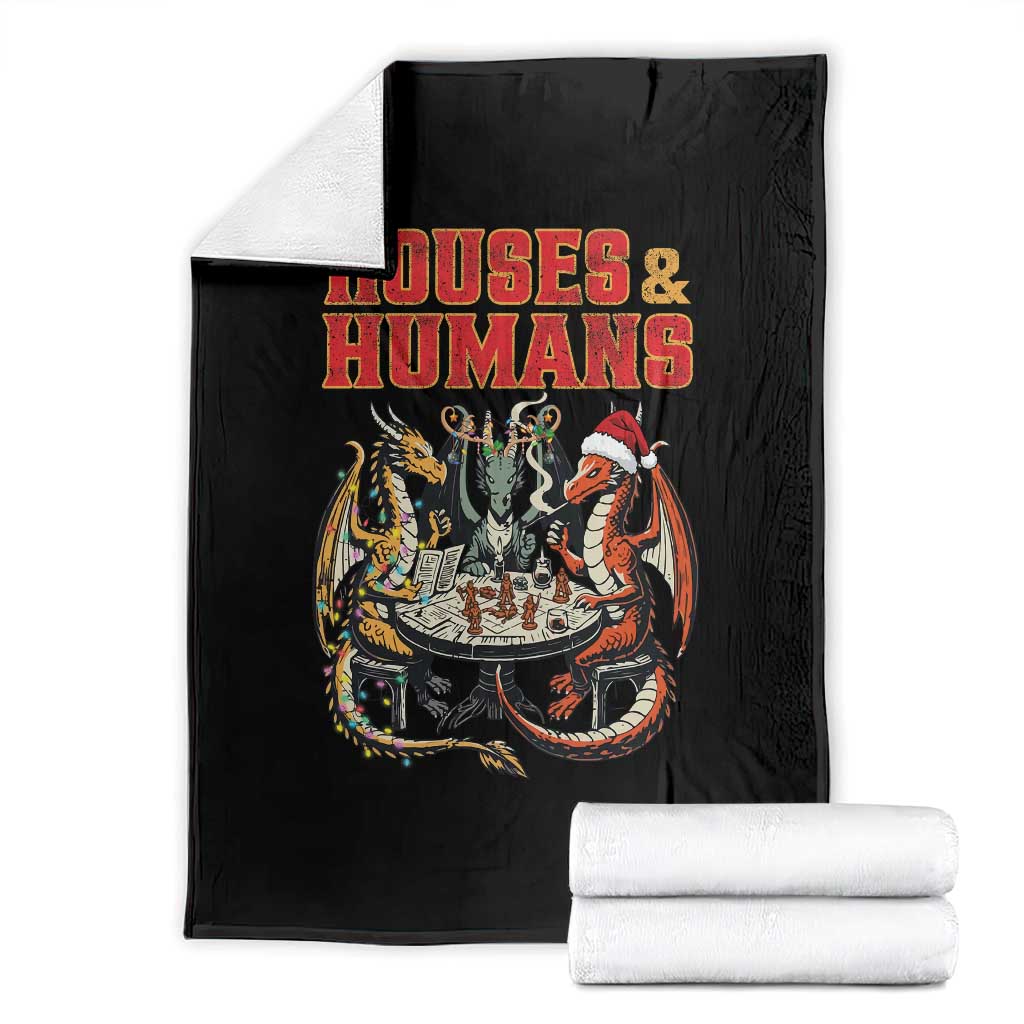 Funny Rpg Christmas Game Throw Blanket Houses And Humans Tabletop Game Xmas Dragon - Wonder Print Shop