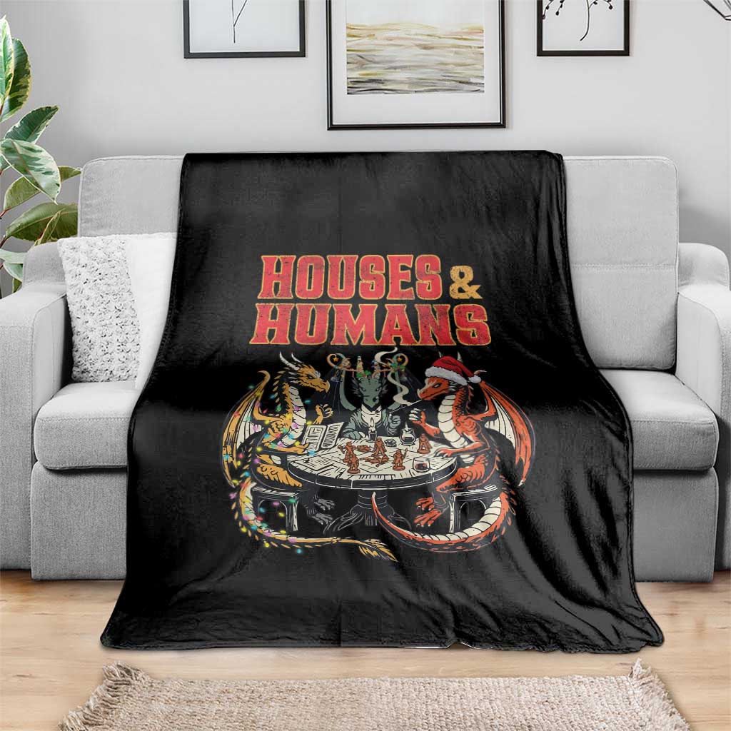 Funny Rpg Christmas Game Throw Blanket Houses And Humans Tabletop Game Xmas Dragon - Wonder Print Shop