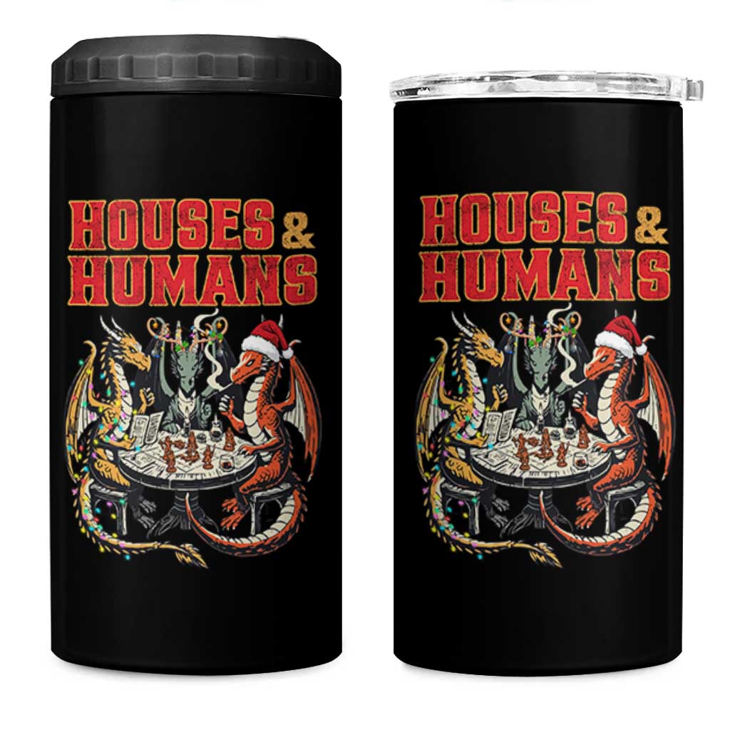 Funny Rpg Christmas Game 4 in 1 Can Cooler Tumbler Houses And Humans Tabletop Game Xmas Dragon - Wonder Print Shop