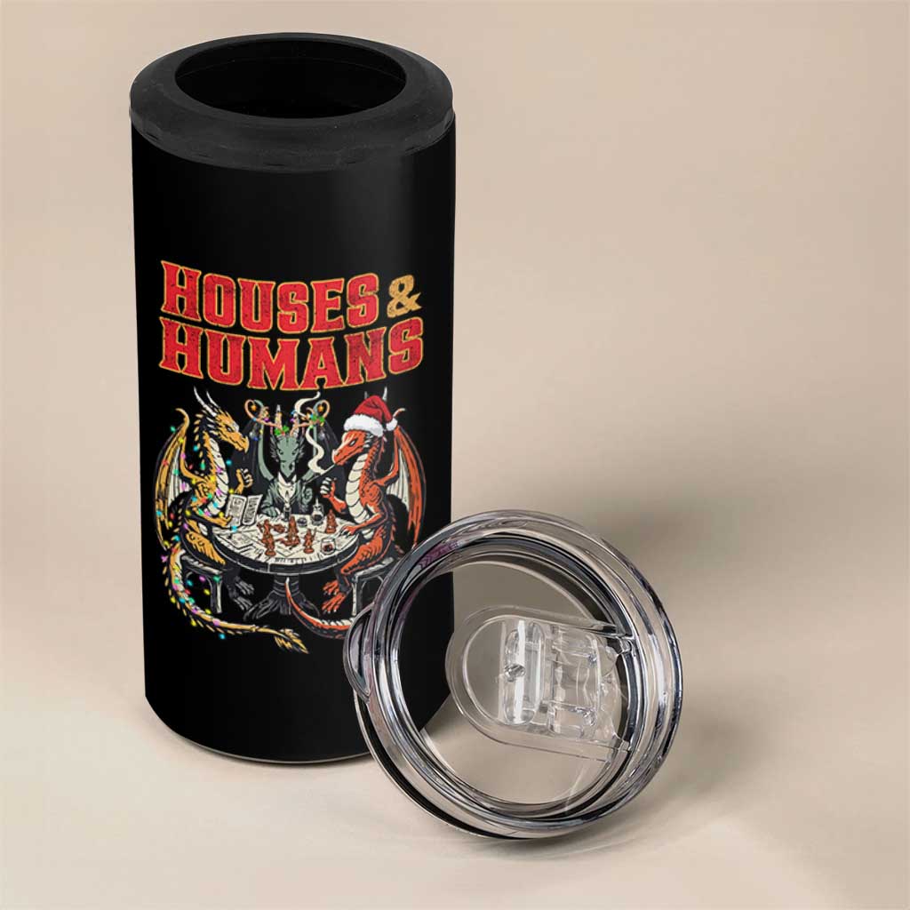 Funny Rpg Christmas Game 4 in 1 Can Cooler Tumbler Houses And Humans Tabletop Game Xmas Dragon - Wonder Print Shop