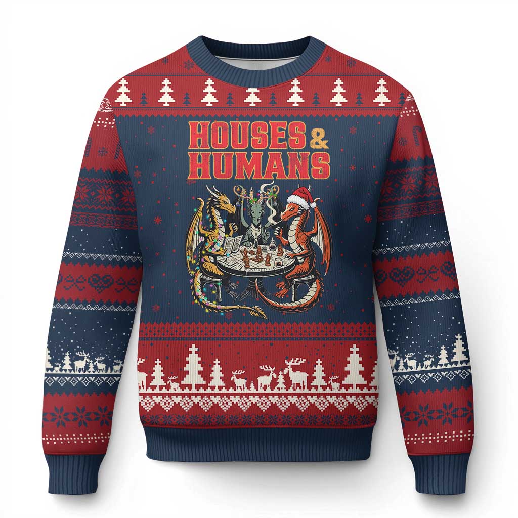 Funny Rpg Xmas Game Ugly Christmas Sweater Houses And Humans Tabletop Game Xmas Dragon - Wonder Print Shop