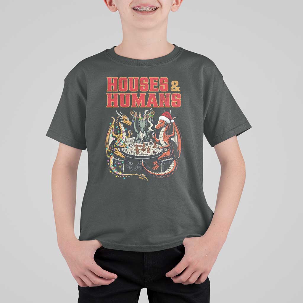 Funny Rpg Christmas Game T Shirt For Kid Houses And Humans Tabletop Game Xmas Dragon - Wonder Print Shop