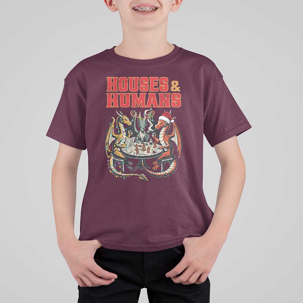 Funny Rpg Christmas Game T Shirt For Kid Houses And Humans Tabletop Game Xmas Dragon - Wonder Print Shop