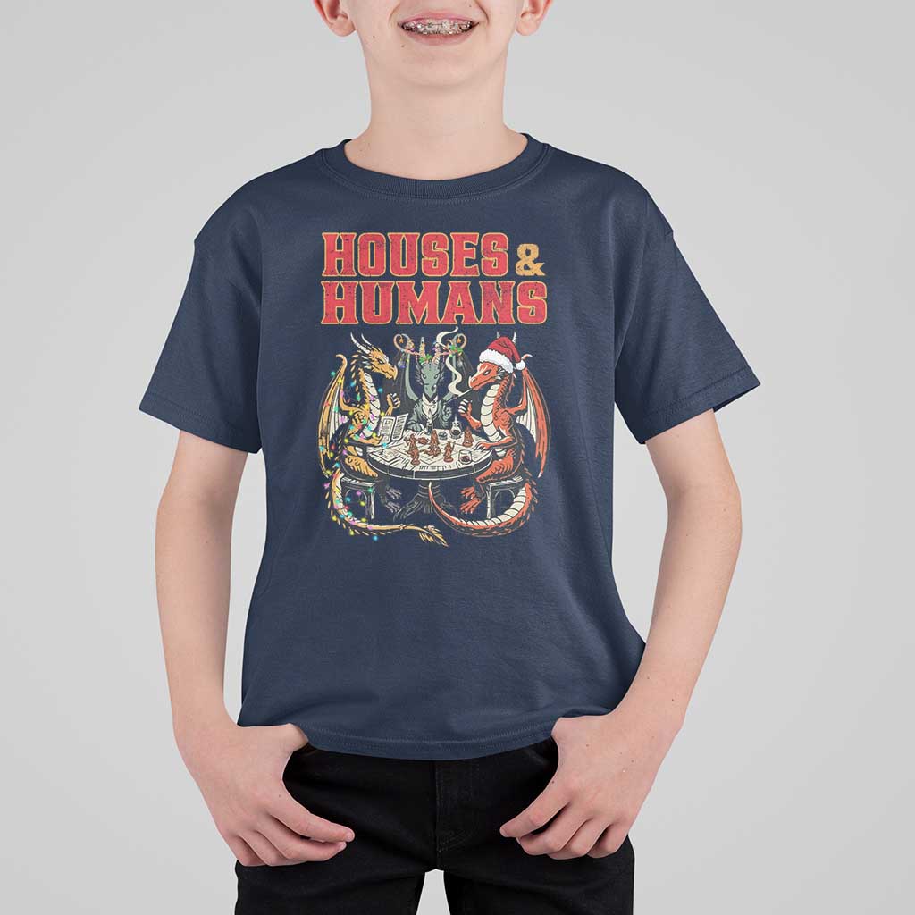 Funny Rpg Christmas Game T Shirt For Kid Houses And Humans Tabletop Game Xmas Dragon - Wonder Print Shop