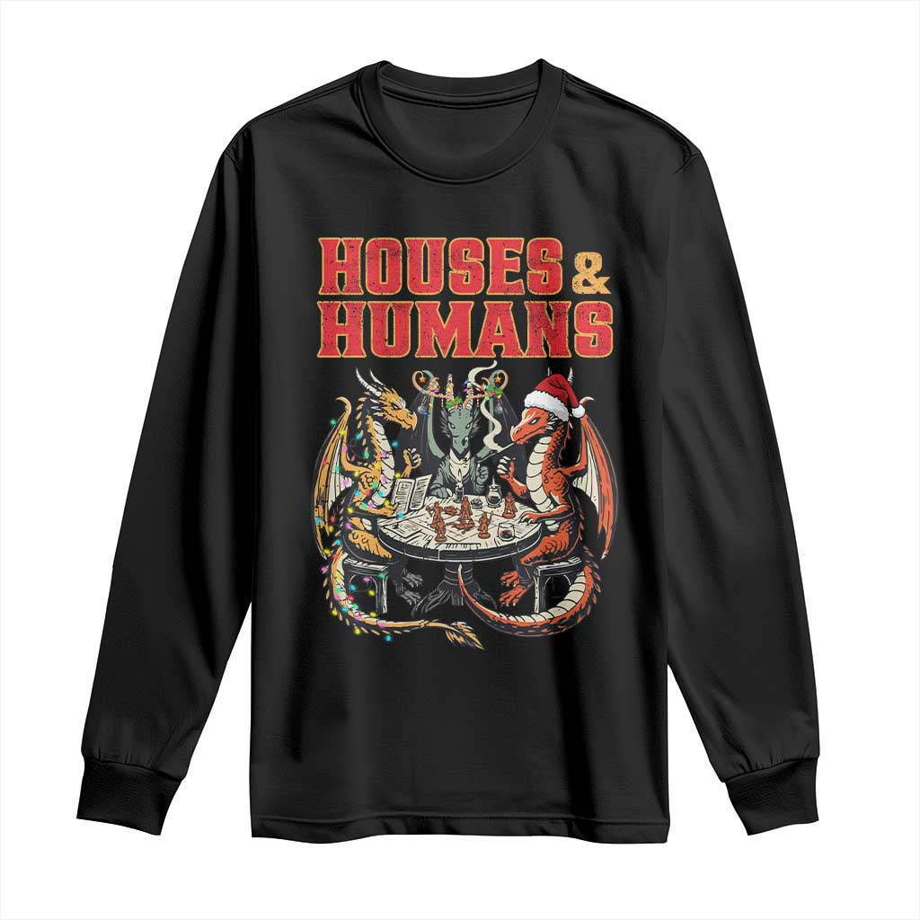 Funny Rpg Christmas Game Long Sleeve Shirt Houses And Humans Tabletop Game Xmas Dragon - Wonder Print Shop