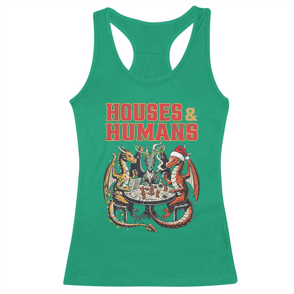 Funny Rpg Christmas Game Racerback Tank Top Houses And Humans Tabletop Game Xmas Dragon - Wonder Print Shop