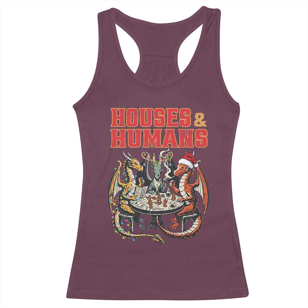 Funny Rpg Christmas Game Racerback Tank Top Houses And Humans Tabletop Game Xmas Dragon - Wonder Print Shop