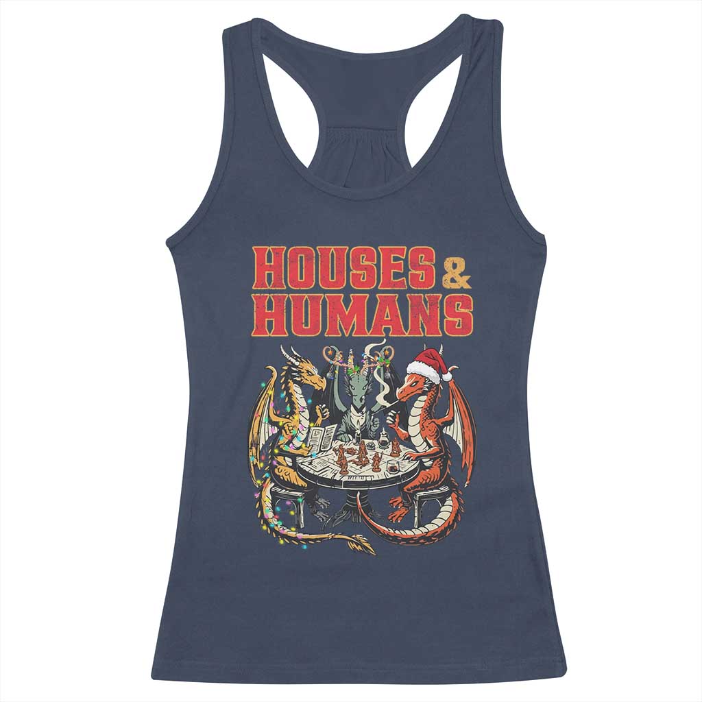 Funny Rpg Christmas Game Racerback Tank Top Houses And Humans Tabletop Game Xmas Dragon - Wonder Print Shop