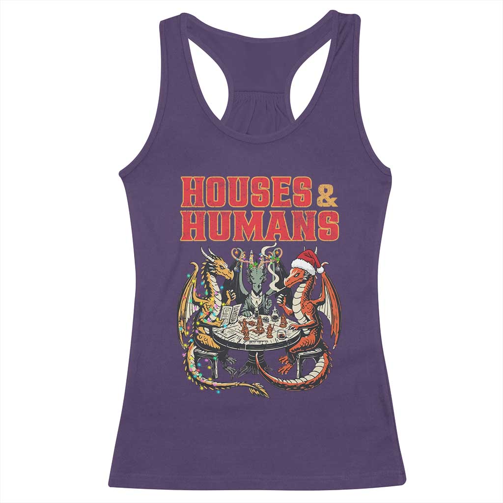 Funny Rpg Christmas Game Racerback Tank Top Houses And Humans Tabletop Game Xmas Dragon - Wonder Print Shop