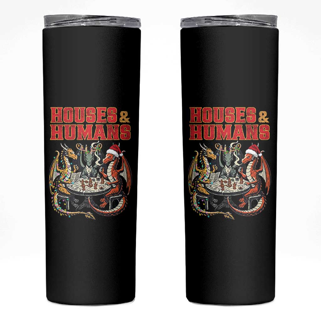 Funny Rpg Christmas Game Skinny Tumbler Houses And Humans Tabletop Game Xmas Dragon - Wonder Print Shop
