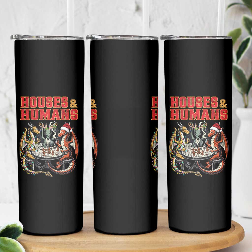 Funny Rpg Christmas Game Skinny Tumbler Houses And Humans Tabletop Game Xmas Dragon - Wonder Print Shop