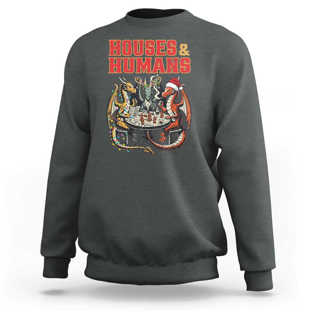 Funny Rpg Christmas Game Sweatshirt Houses And Humans Tabletop Game Xmas Dragon - Wonder Print Shop