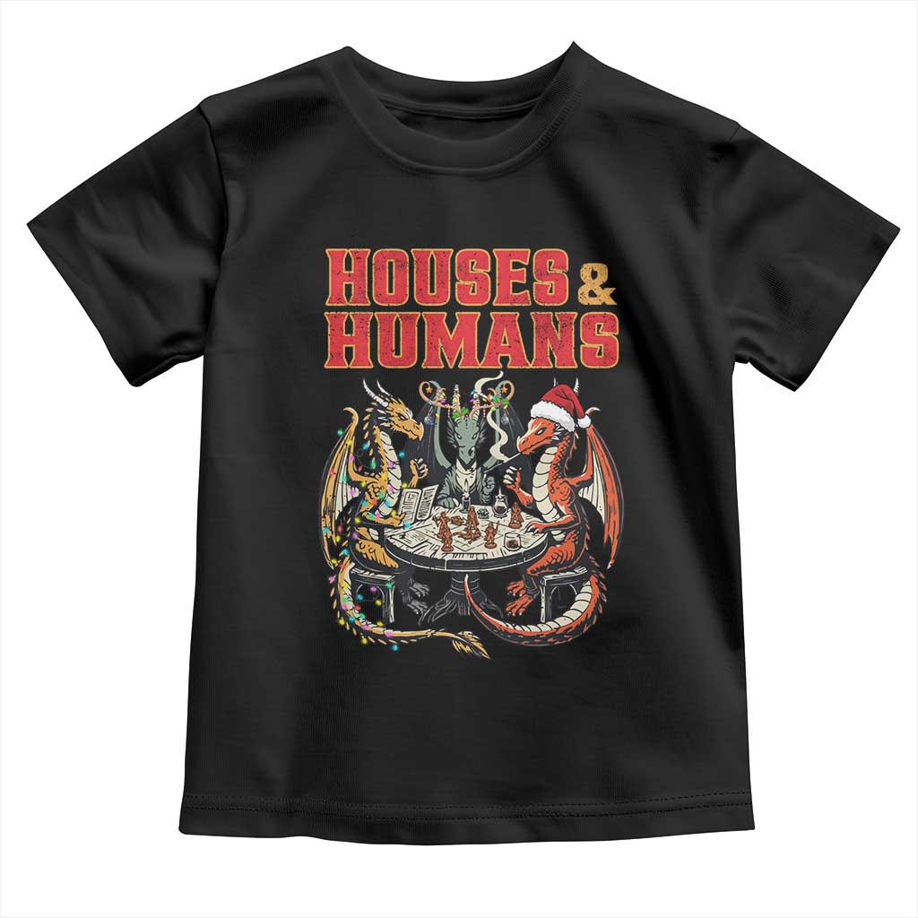 Funny Rpg Christmas Game Toddler T Shirt Houses And Humans Tabletop Game Xmas Dragon - Wonder Print Shop