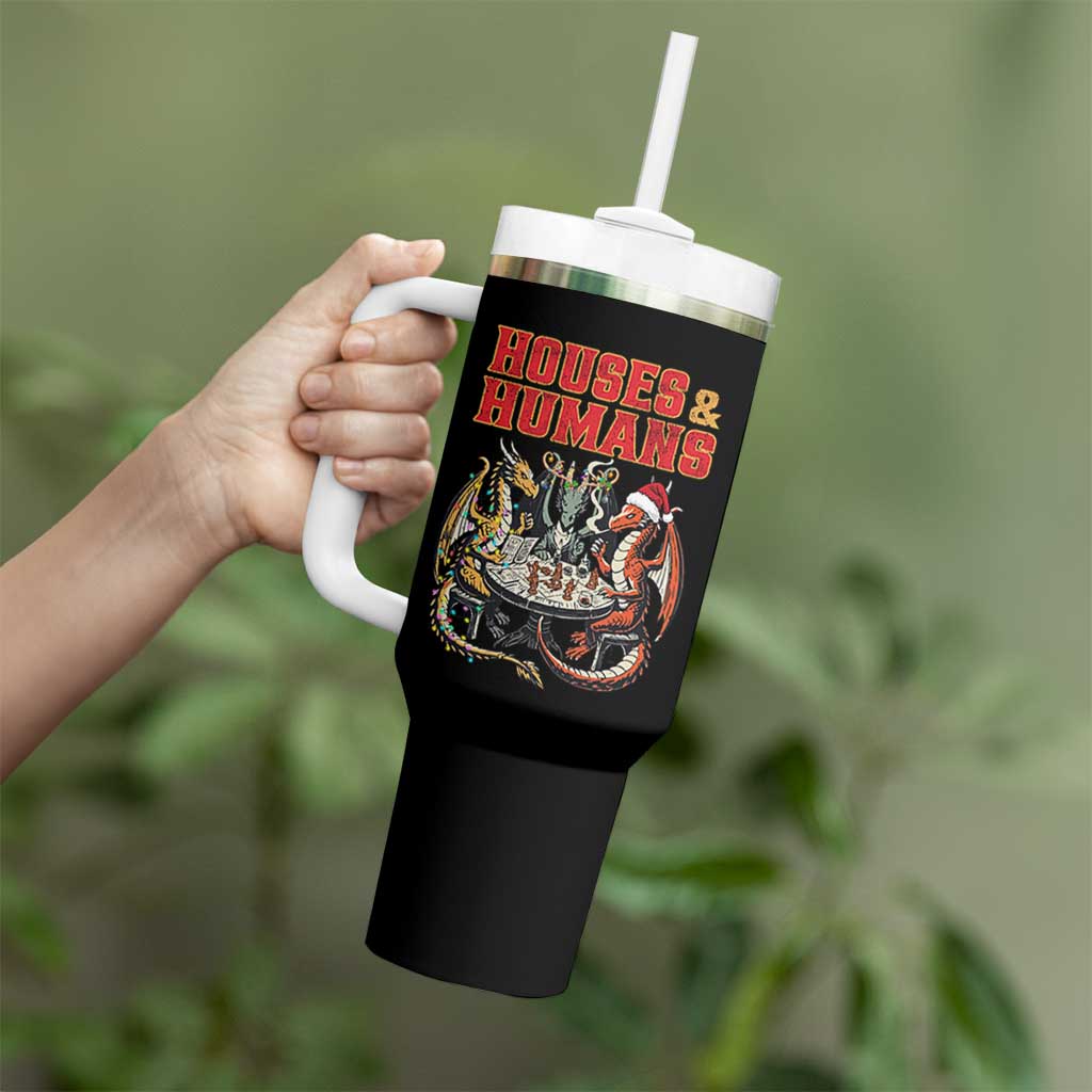 Funny Rpg Christmas Game Tumbler With Handle Houses And Humans Tabletop Game Xmas Dragon - Wonder Print Shop